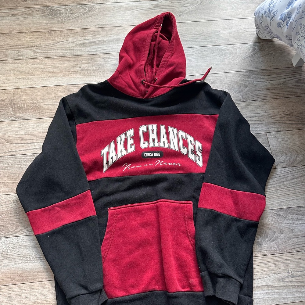 Take Chances Men's Red and Black Hoodie